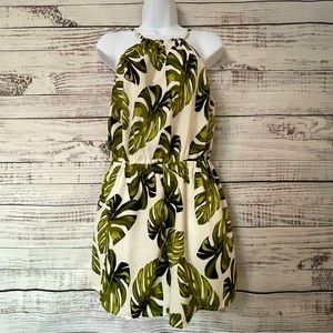 Palm Print Tie Back Romper by Boohoo